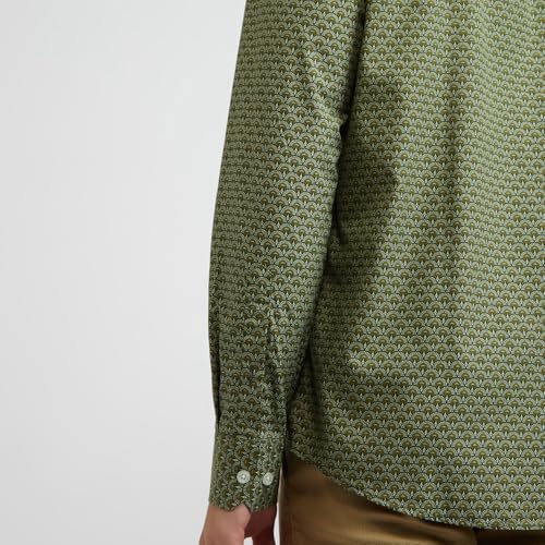 Color Plus Men's Full Sleeve Tailored Fit Medium Green Casual Shirt