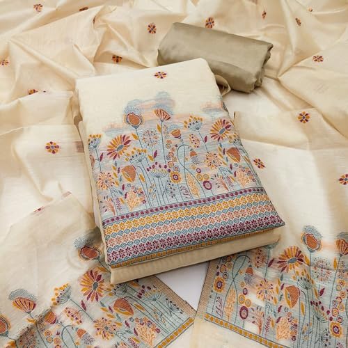 Leeli Peeri Designer Women's Chanderi Jacquard Unstitched Dress Material