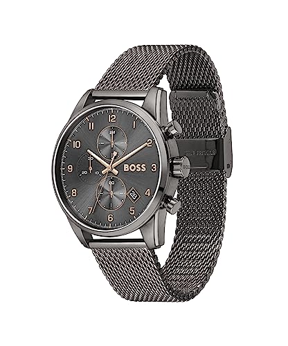 BOSS Hugo Stainless Steel Skymaster Analog Gray Dial Men Watch-1513837, Gray Band