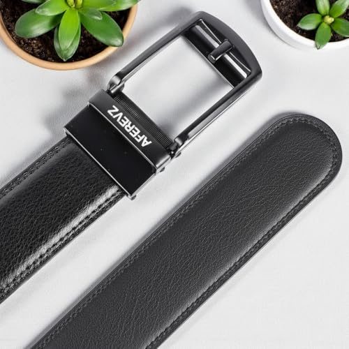 AFEREVZ Timeless Genuine Leather Belt For Men | Auto Lock System | Latest Buckle Design | Adjustable Waistband up to 46 Inches | Perfect for Formal and Casual Wear