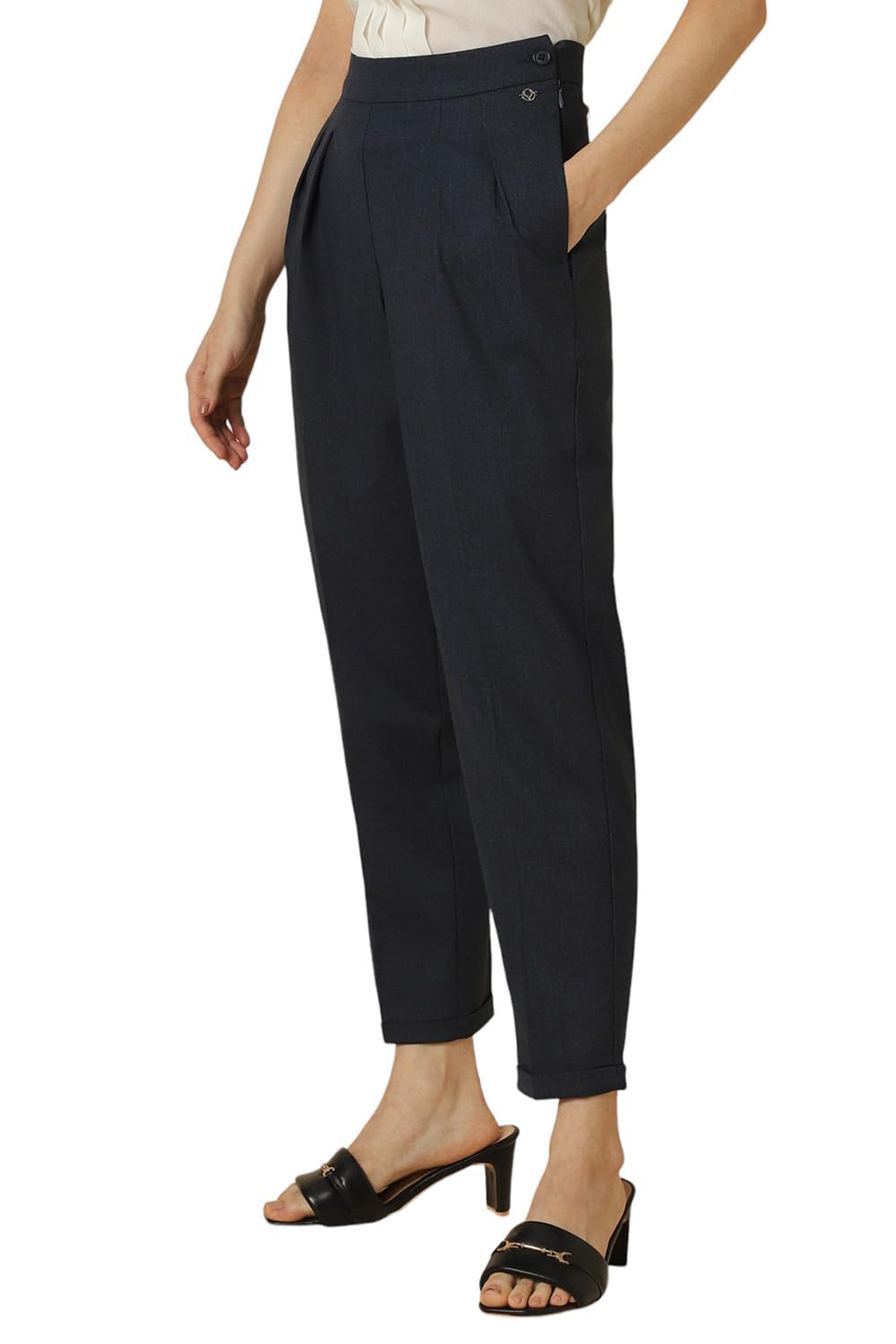 Allen Solly Women's Regular Casual Pants (AHTFWRGFP67497_Navy