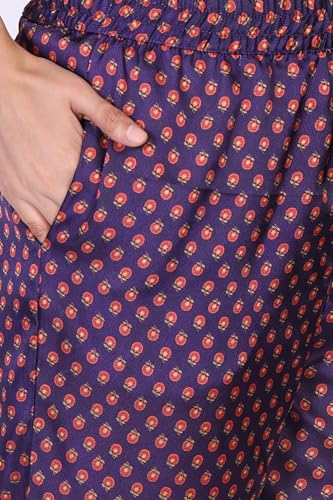 W for Woman Purple Floral Printed Japanese Satin Straight Kurta with Straight Pant and Dupatta Set (WS13280-126644-M)