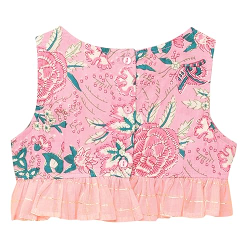 Hopscotch Girls Cotton Ethnic Sets In Pink Color For Ages 13-14 Years (0PT-4518713)