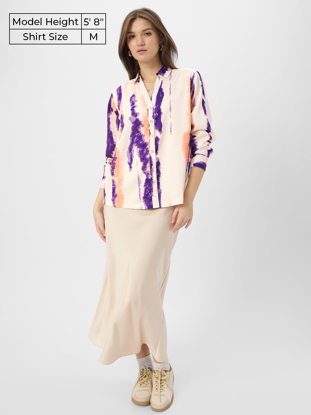 The Souled Store Satin Shirt: Nebula Women & Girls Long Sleeve Collared Neck Button Down Relaxed Fit Cotton Shirts