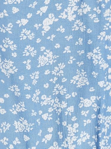 Max Girls Floral Print Tiered Dress (Blue_14-16 Y)