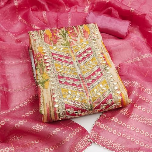 Leeli Peeri Designer Women's Simmer Silk Embroidery Work Unstitched Salwar Suit Dress Material 1256PDM2