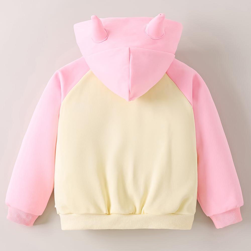 Hopscotch Girls Pink Full Sleeves Animal Applique Hooded Jacket For Age (4-5 Years)