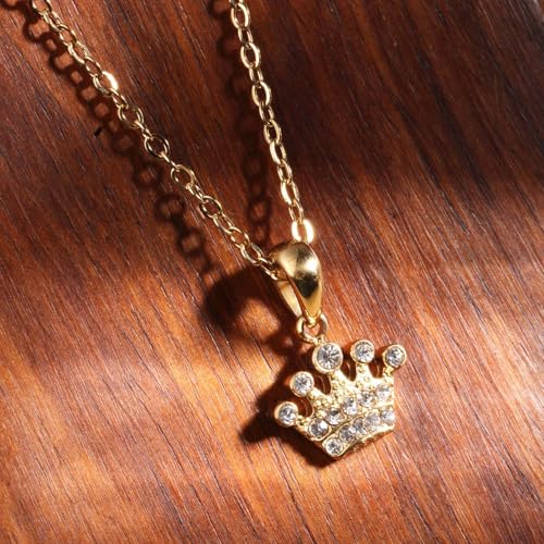 PALMONAS Crystal Crown Petite Pendant for Women - Waterproof & Anti-Tarnish Jewellery, Gift For Girls & Women