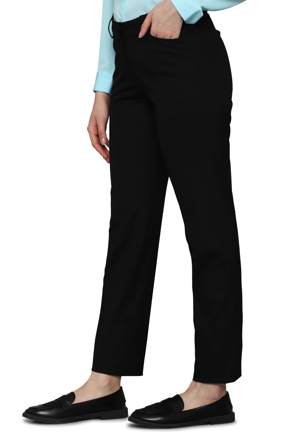 Allen Solly Women's Regular Casual Pants (AHTFCRGFA65257_Black_28)
