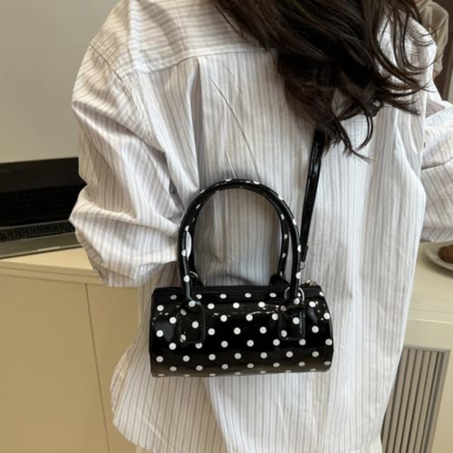 PALAY® Polka Dot Crossbody Bag Glossy Round Boston Mini Bucket Purse