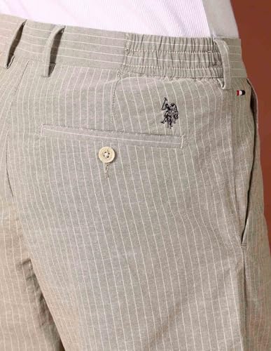 U.S.Polo Association Men's Vertical Striped Slim Fit Chino Shorts Green