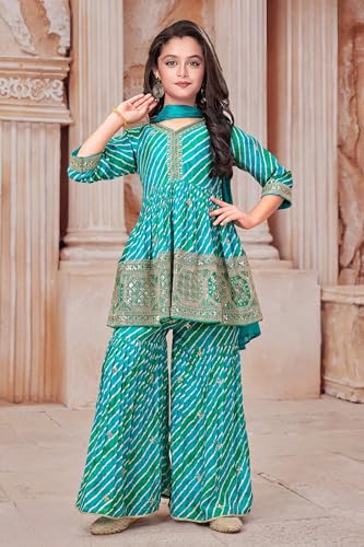 Wommaniya Impex new Rama Leriya print alia cut peplum top and sharara set for girls