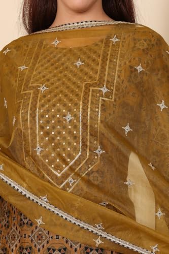 W for Woman Mustard Yellow Dori Embroidered Organza Dupatta