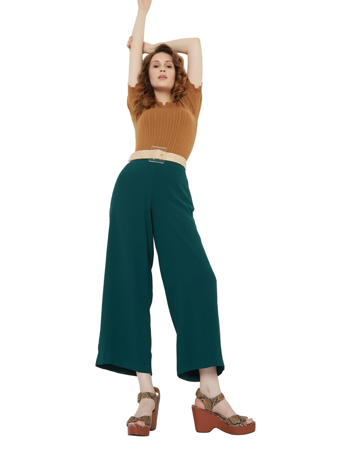 VERO MODA Women's Regular Pants (255486302-Ponderosa Pine_Ponderosa L)