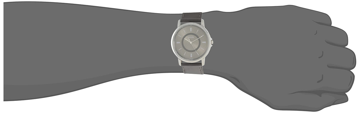 Sonata Quartz Analog Grey Dial Leather Strap Watch for Men-NS77083SL06W/NT77083SL06W
