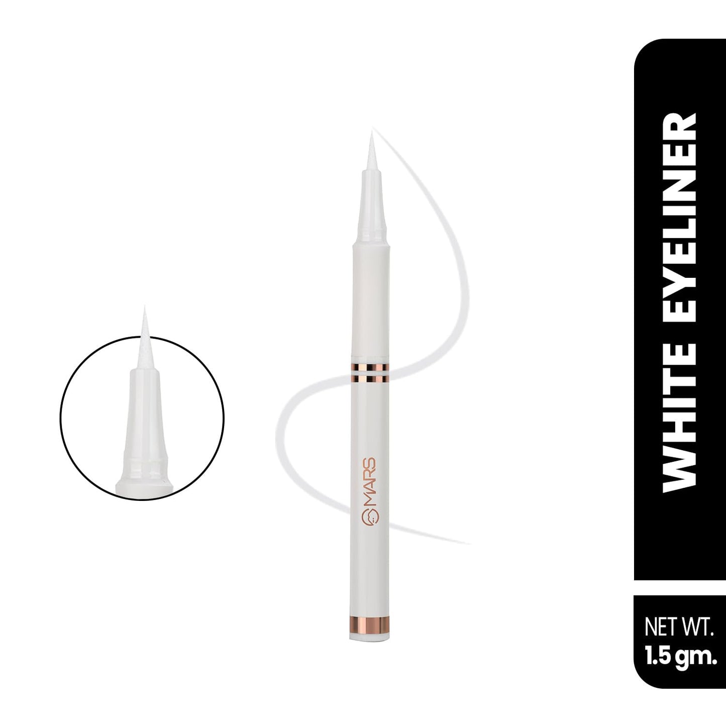 MARS Smudge Proof Liquid Pen Eyeliner with Ultra Fine Tip | Matte Finish & Waterproof (1.5g) (White)