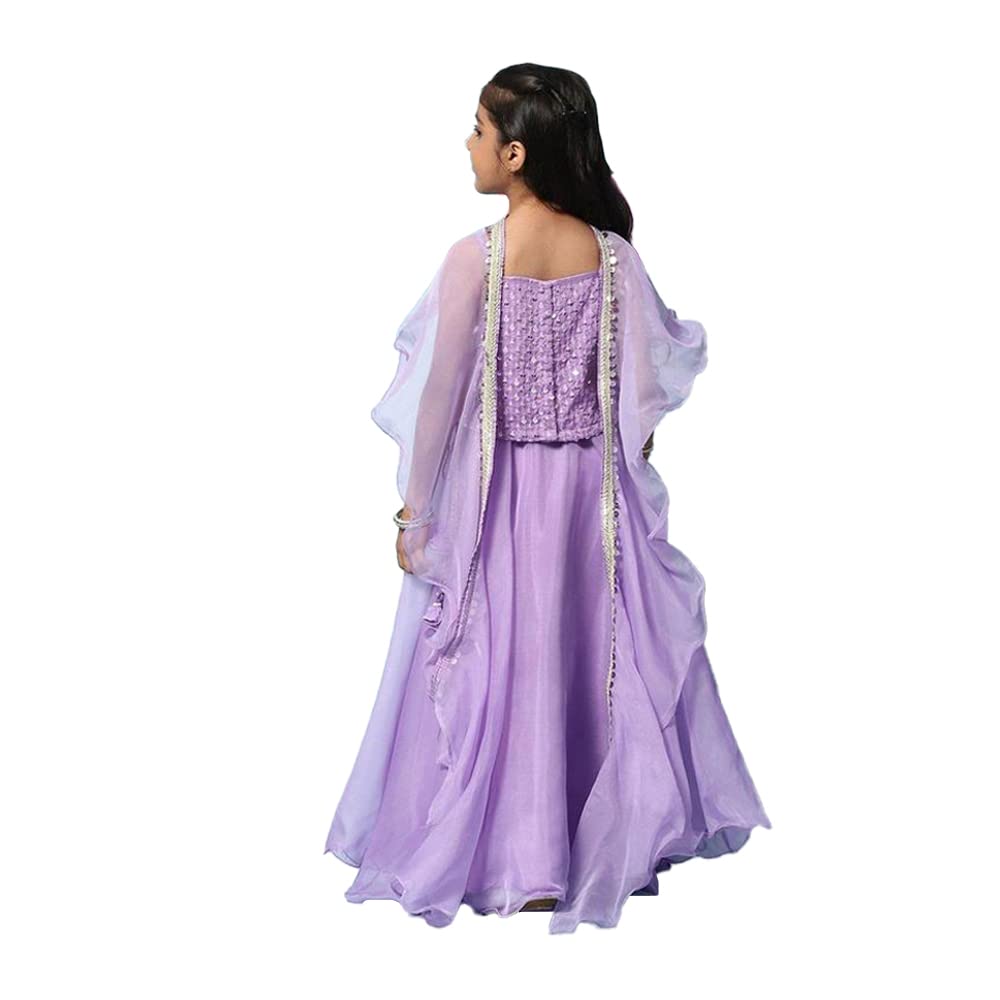BIBA Girls Polyester Lehenga Set Readymade Purple 3