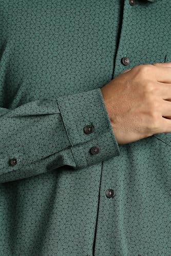 Louis Philippe Men Green Print Full Sleeves Casual Shirt