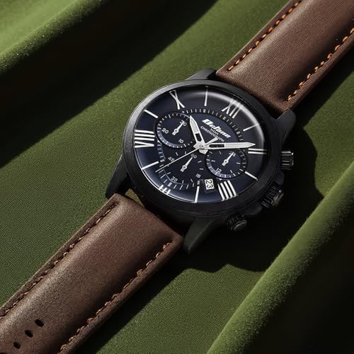 Titan Quartz Chronograph Blue Dial Leather Strap Watch for Men-90152NL01