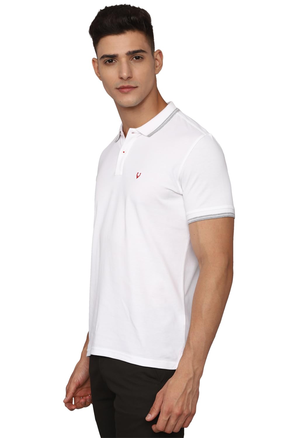 Allen Solly Men's Solid Regular Fit T-Shirt (ASKPNRGFS50508_White