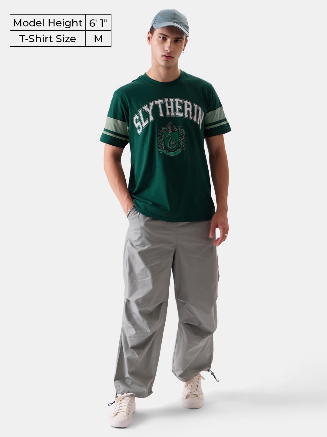 The Souled Store Harry Potter: Slytherin Mens Regular Fit Graphic Printed Half Sleeve Cotton Green T-Shirts Men's t-Shirts Graphic tees Casual Fashion Regular fit Sleeves Round Neck Printed Shirts