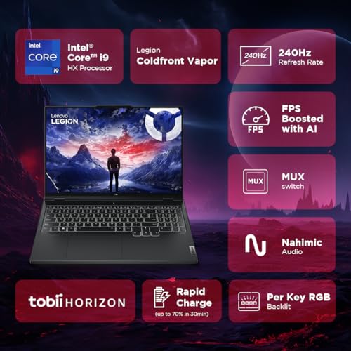 Lenovo Legion Pro 7 Intel Core i9-14900HX 16" (40.6cm) WQXGA IPS 500Nits 240Hz Gaming Laptop (32GB/1TB SSD/Win 11/Office 21/NVIDIA RTX 4080 12GB/100% DCI-P3/3mon Xbox Game Pass/Black/2.6Kg),83DE001HIN