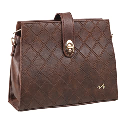Metro Brown Faux Leather Premium Zipper Casual Sling Bag For Women (66-7208)