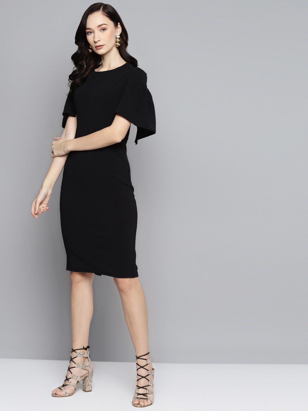 SASSAFRAS Black Frill Cape Bodycon Dress SFDRSS10296XXL