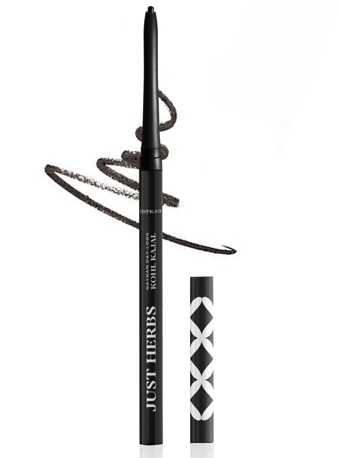 Just Herbs Retractable 2 In 1 Herbal Pencil Eyeliner+Kajal With Almond Oil&Vitamin E,11 Hour Stay, Singlestroke,Smudgeproof&Fadeproof - Black 0.3G& Handmade Wooden Hair Comb Combo,Matte Finish