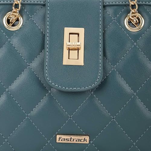 Fastrack Quilted Shoulder Bag | Faux-Leather Women's Handbag | Adjustable Strap with Flap Lock & Gold Hardware
