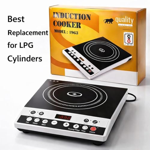 Induction Cooker 1963 | India's Smartest 2000W Cooktop | 7 Auto-Preset Cooking Modes | Military-Grade Crystal Glass | Surge-Safe Voltage Guard | LED Timer with Auto Cut-Off