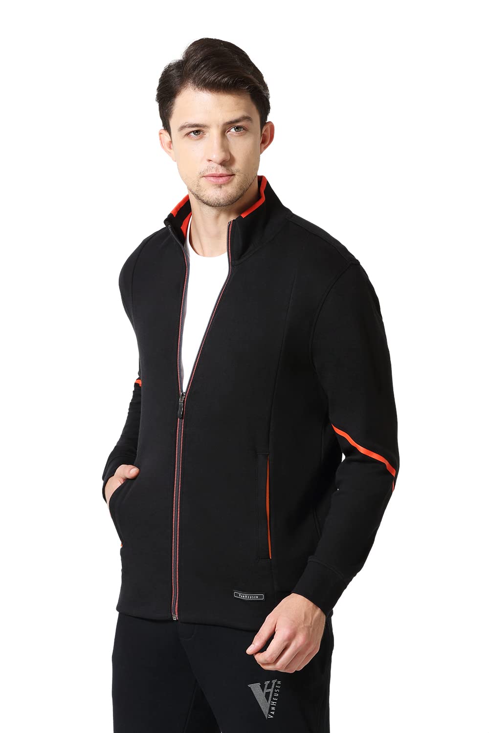 Van Heusen Men Sport Zip Front Jacket - Media Pocket, Breathable_70032_Black_XL