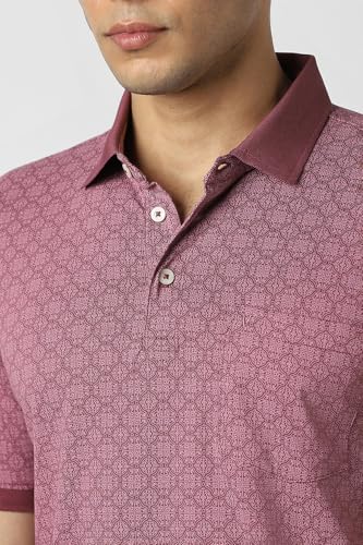 Van Heusen Men Pink Print Polo Neck T-Shirt