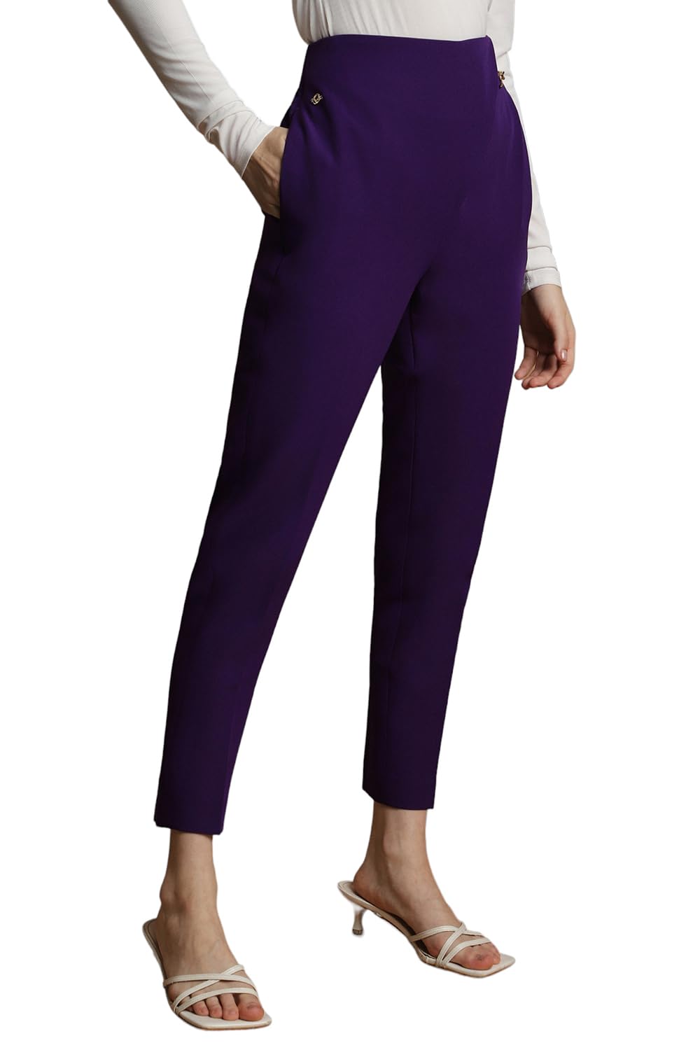 Allen Solly Women's Slim Casual Pants (AHTPWSLFI51164_Purple