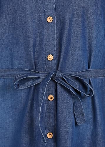 Gaucha Casual Wear Short Length Cotton Denim Dark Blue Short Dress for Women & Girls