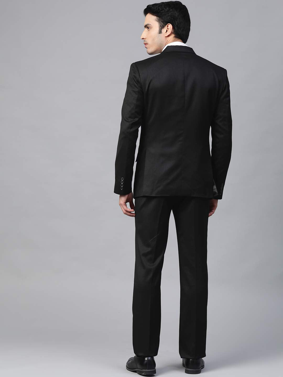 MANQ Men Black Solid Slim Fit Single-Breasted Three-Piece Formal Suit (Size: 38)