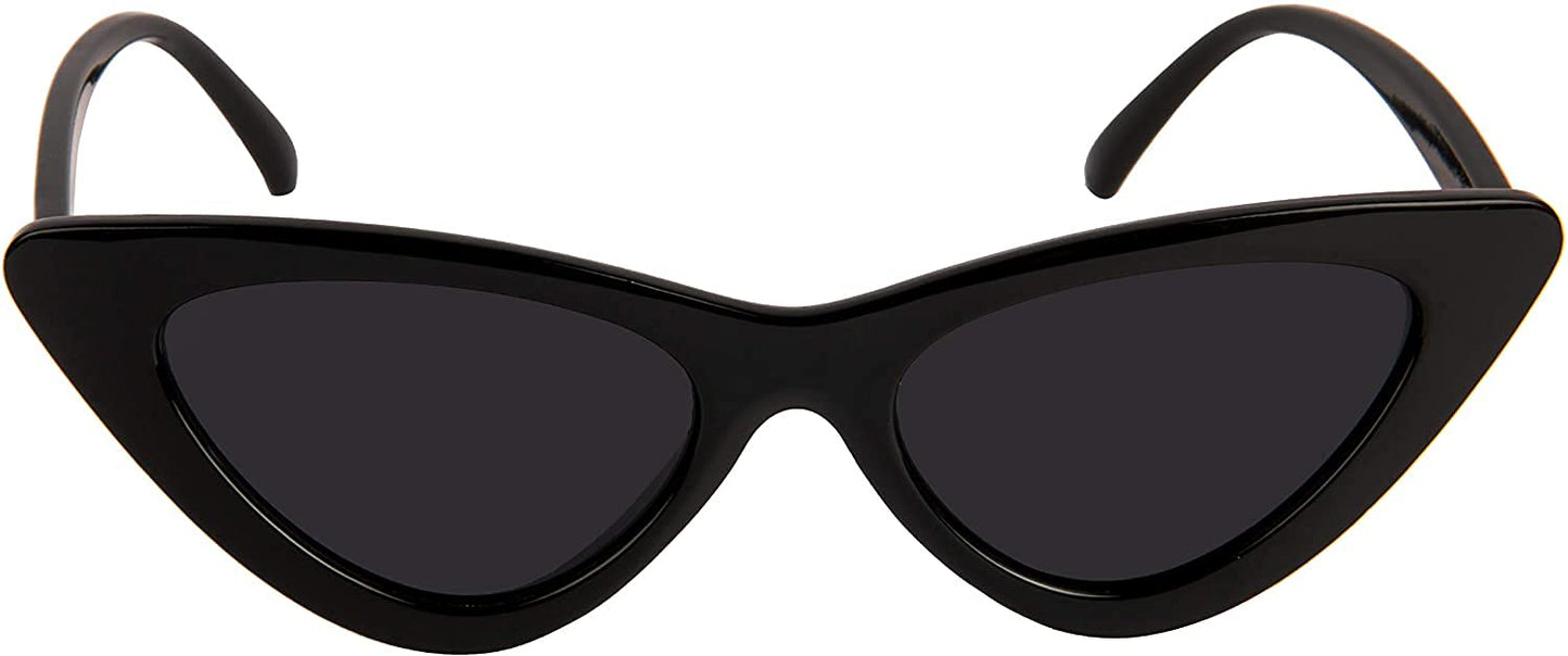 CREATURE Retro Vintage Narrow Cat Eye Sunglasses for Women and girls (BLACK)