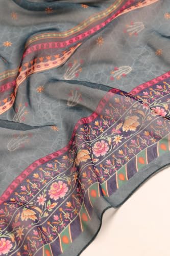 Soch Womens Grey Viscose Botanical Salwar Suit With Bead