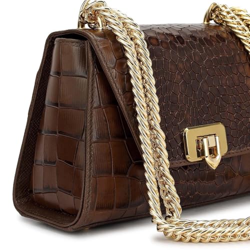Da Milano Leather Satchel Bag for Women - Brown (00964S-OL)