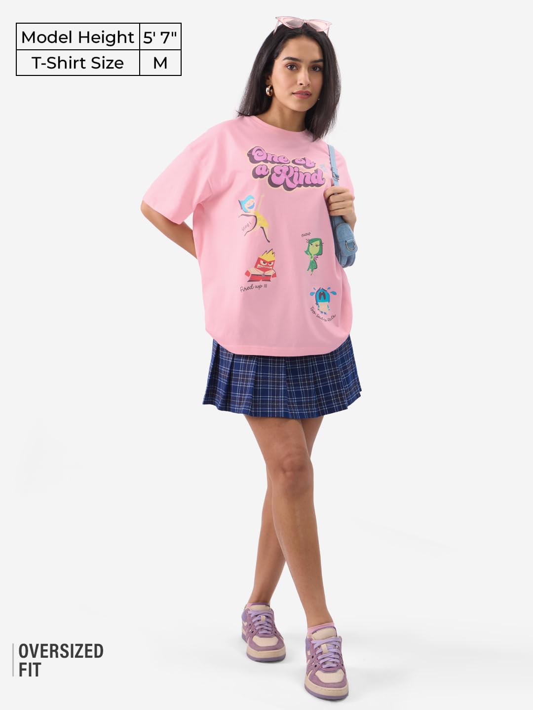 The Souled Store Inside Out: One of A Kind Women and Girls Short Sleeves Round Neck Pink Graphic Printed Cotton Oversized T-Shirts