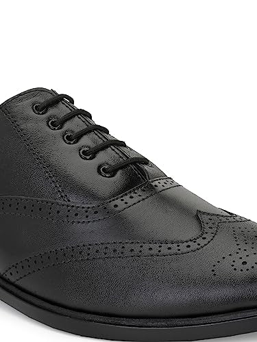 Eego Italy Plus Size Genuine Leather Brogue Lace Up Shoes_GT-17-BLACK-12