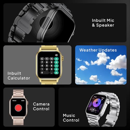 Fire-Boltt Rise Luxe Bluetooth Calling Smart Watch, 1.85”HD Display,AI Outfit Watch Face, 2 Looks in 1 Watch, Extra Straps at ₹99, 120+ Sports Modes, Metal Smartwatch for Men & Women (Rose Gold)