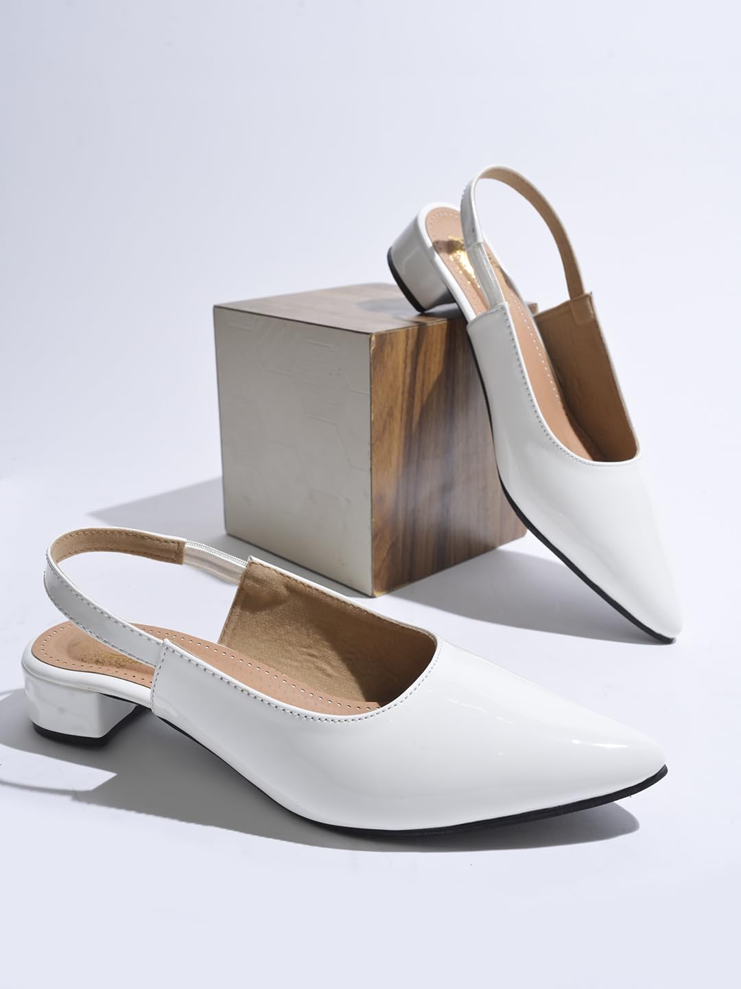 Shoetopia Solid Pointed Toe White Pumps For Women & Girls /EU41