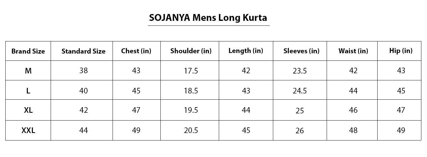 SOJANYA (Since 1958 Men's Silk Blend Maroon Printed ONLY Long Kurta Size: 36