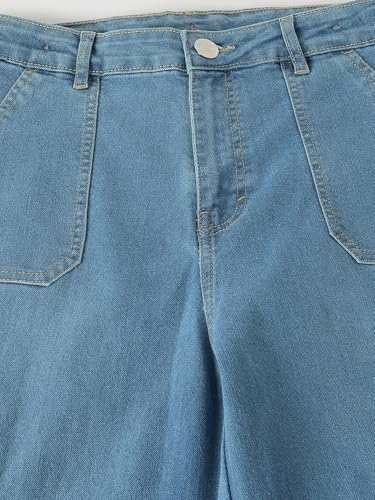 Max Girl's Regular Mid Rise Jeans (P24EFD01A_Light Blue, 14-16 Years