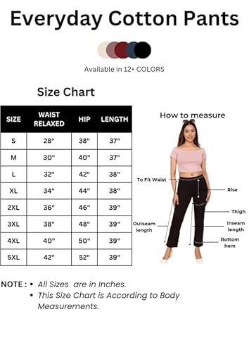 Cotton Trouser Pants for Women Regular Fit Solid Airy Linen Kurti Pant Casual Formal Office Use