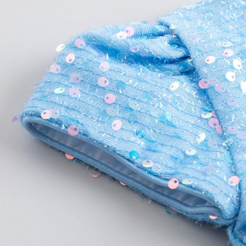 Hopscotch Girls Knee Length Party Dresses in Blue Color For Ages (5-6 Years)