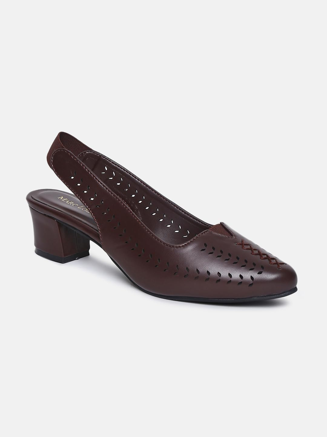 Marc Loire Women Pointed Toe Block Heel Sandal for Office Wear (Brown, 5)