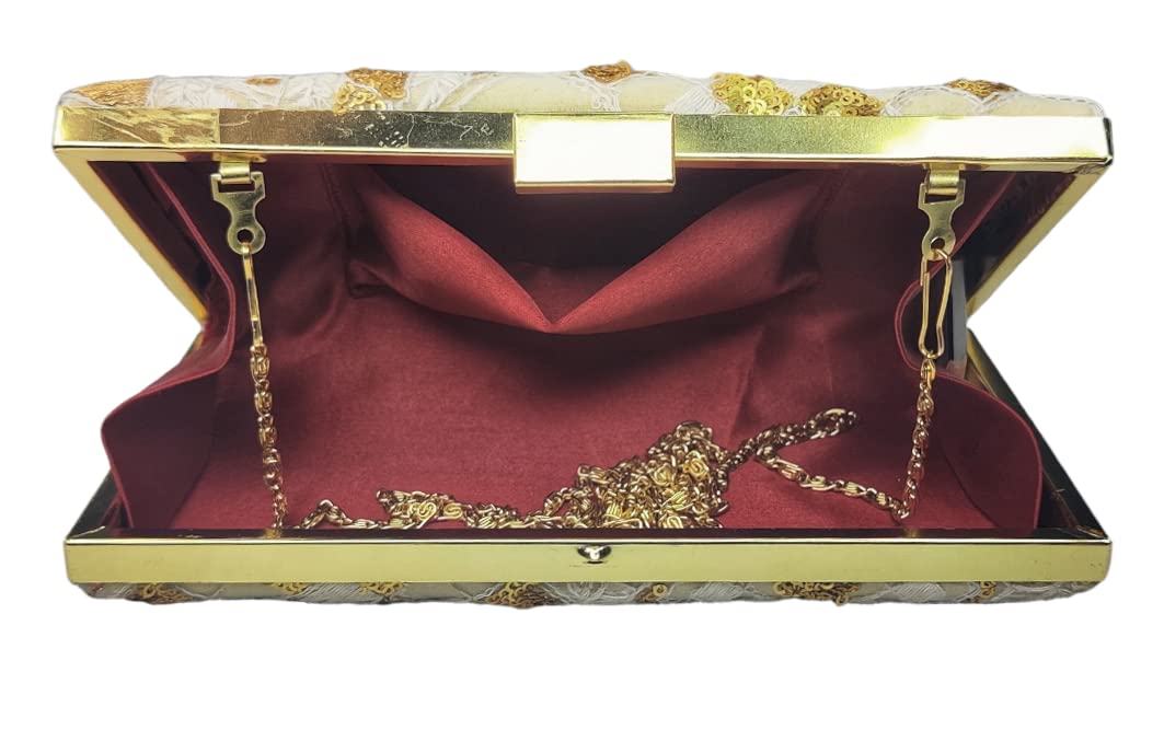 DUCHESS Women Party Box Clutch (Pink-White)
