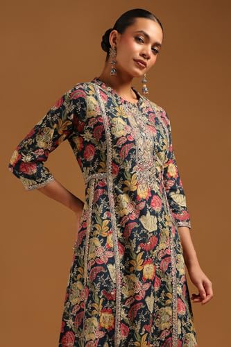 Soch Womens Blue Pure Cotton Botanical Dress